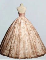 Champagne scoop fairy sequin long ball gown wedding dress