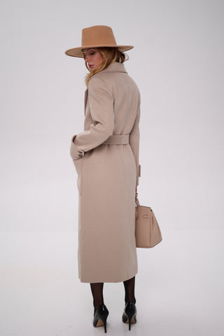 Eliza Classic Cashmere Wool Blend Overcoat in Nude