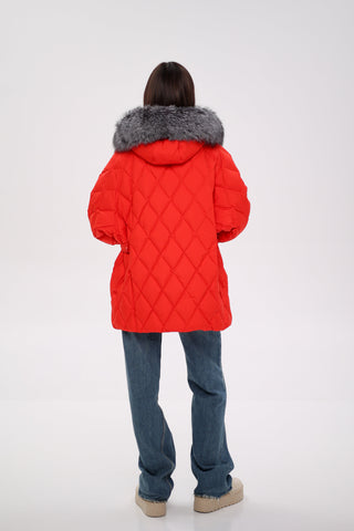 Genuine Silver Fox Down Fill Hooded Parka - By Baano