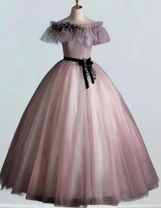 Off the shoulder fairy long prom dress ball gown tulle bridal dress gown