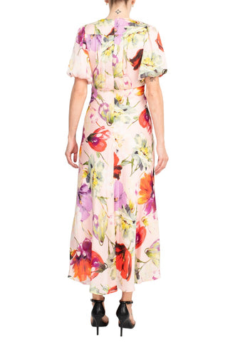 Taylor Poly Stripe Floral Printed Satin Maxi Dress - By Baano