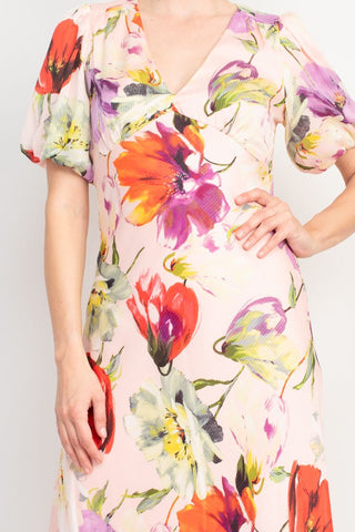 Taylor Poly Stripe Floral Printed Satin Maxi Dress - By Baano