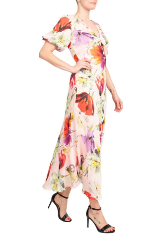Taylor Poly Stripe Floral Printed Satin Maxi Dress - By Baano