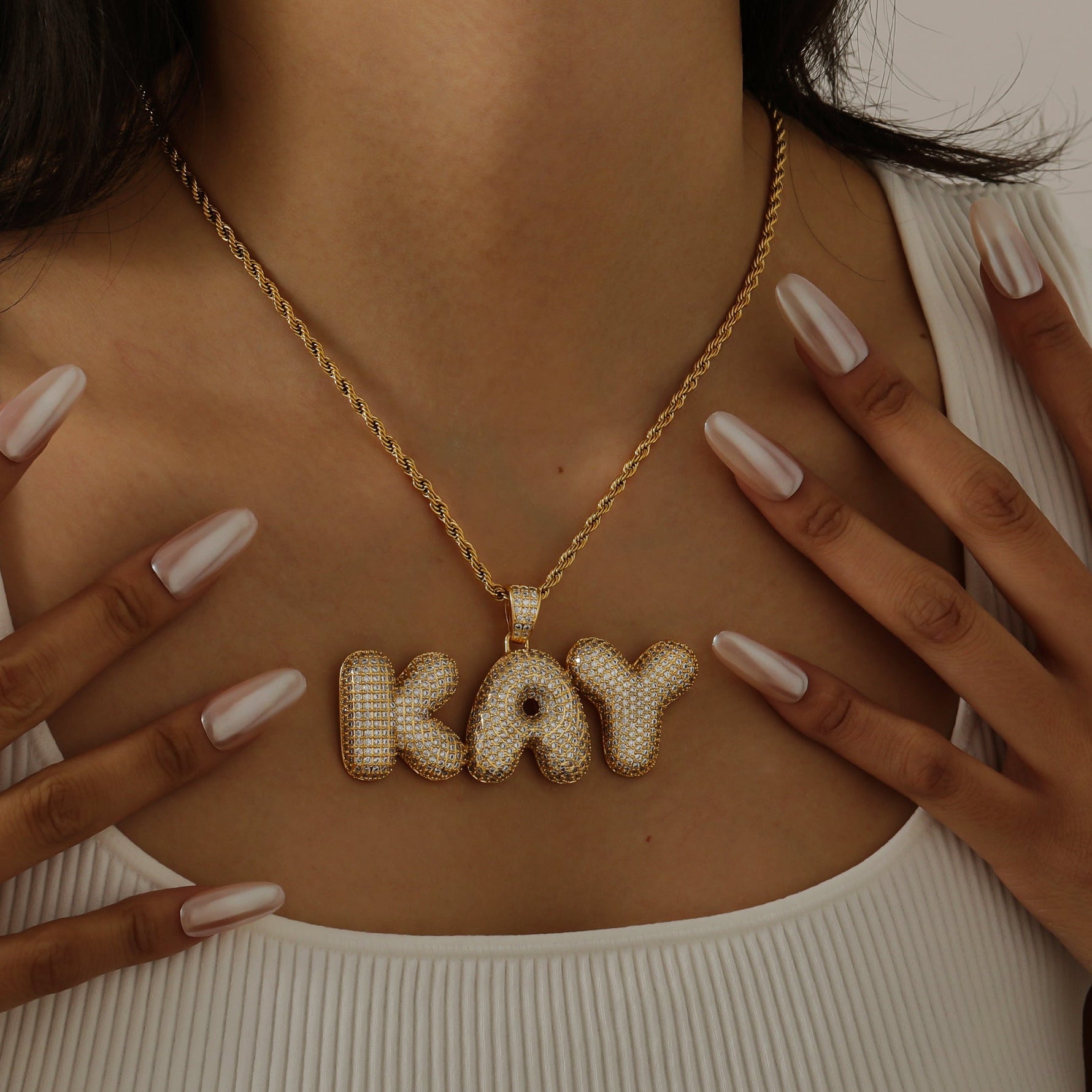 Iced Puff Name Necklace