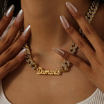 Signature Name Necklace with Chunky Iced Cuban Chain
