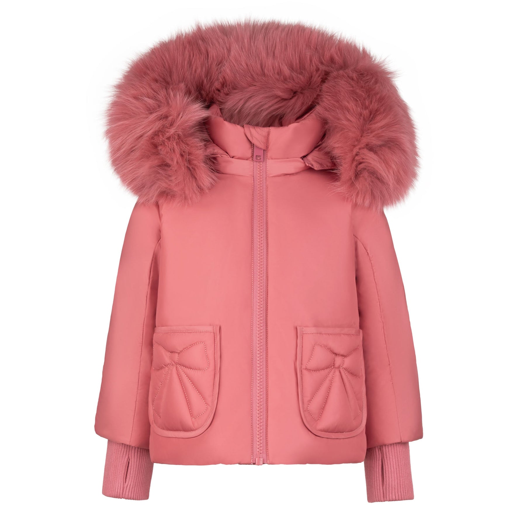Pramie Little Girls Rose Bow Jacket 12M–4Y | Soft Pink Coat with Adorable Bow Detail