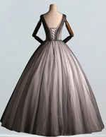 Women's Elegant V-Neck Tulle Ball Gown | Beaded Rhinestone Prom & Wedding Dress