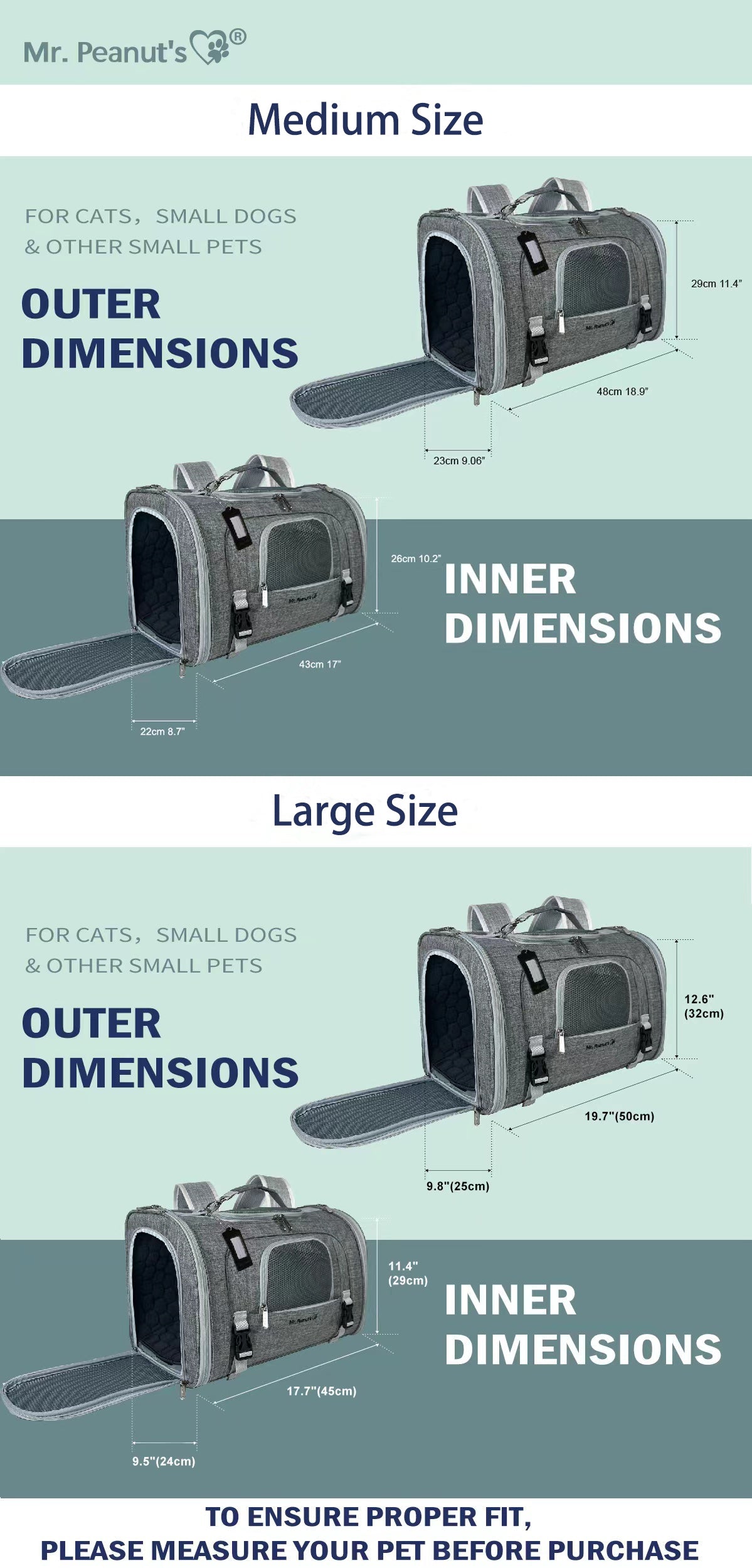 Mr. Peanut's Monterey Series Airline Compliant Horizontal Backpack Pet Carrier - By Baano