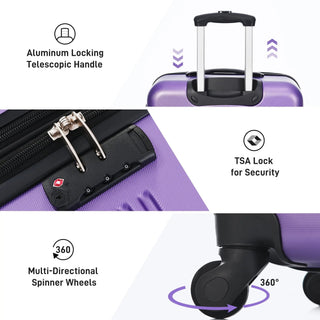 3 Piece Luggage Set Hardside Spinner Suitcase with TSA Lock 20' 24'