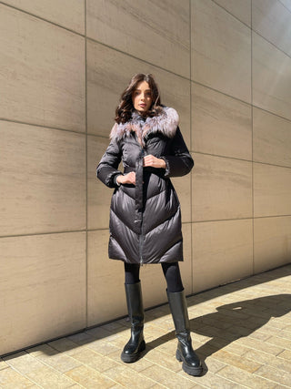 Léa Genuine Silver Fox Down Fill Puff Parka - By Baano