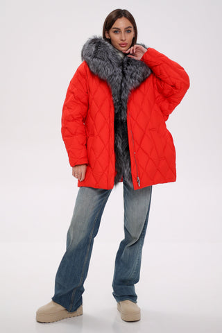 Genuine Silver Fox Down Fill Hooded Parka - By Baano