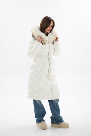 Genuine Fur Trim Down Fill Coat - By Baano