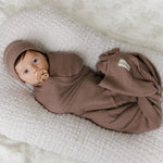 Luxe Collection 100% Organic Cotton Luxury Knit Baby Blanket + Hat Set with Gift Box Bleu La La