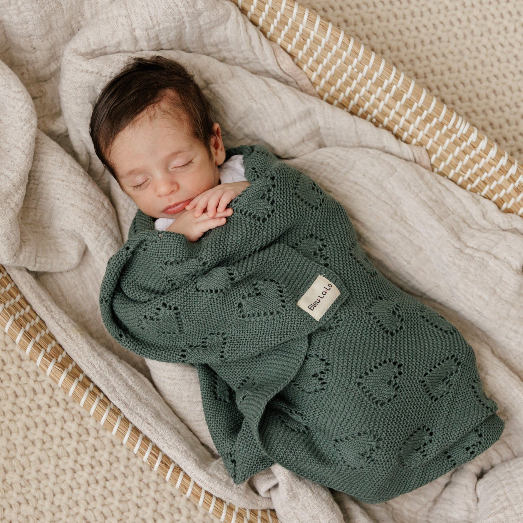 100% Cotton Luxury Knit Heart Swaddle Baby Blanket - By Baano