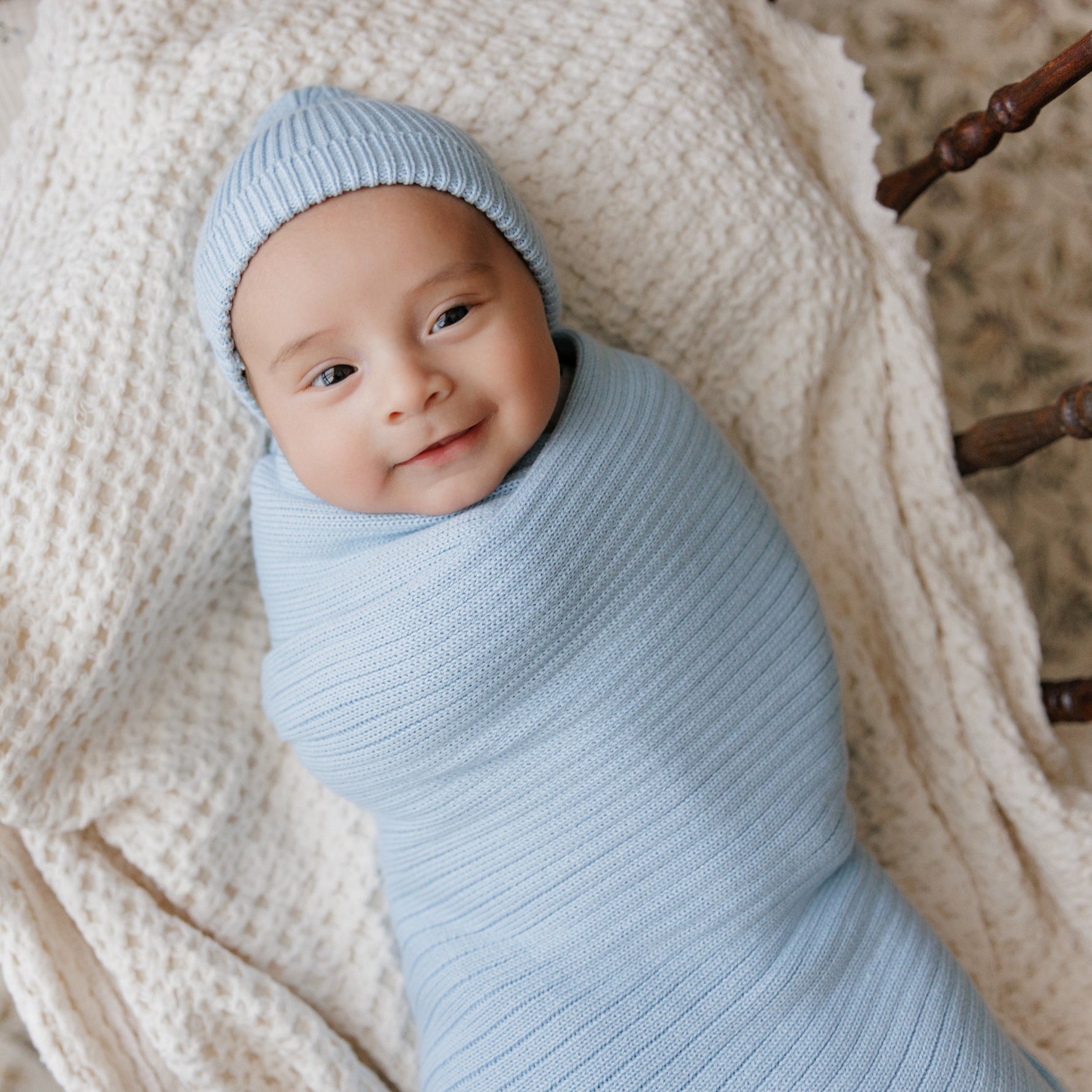 Organic Ribbed Knit Cotton Baby Blanket - By Baano