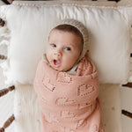 100% Cotton Luxury Knit Heart Swaddle Baby Blanket - By Baano
