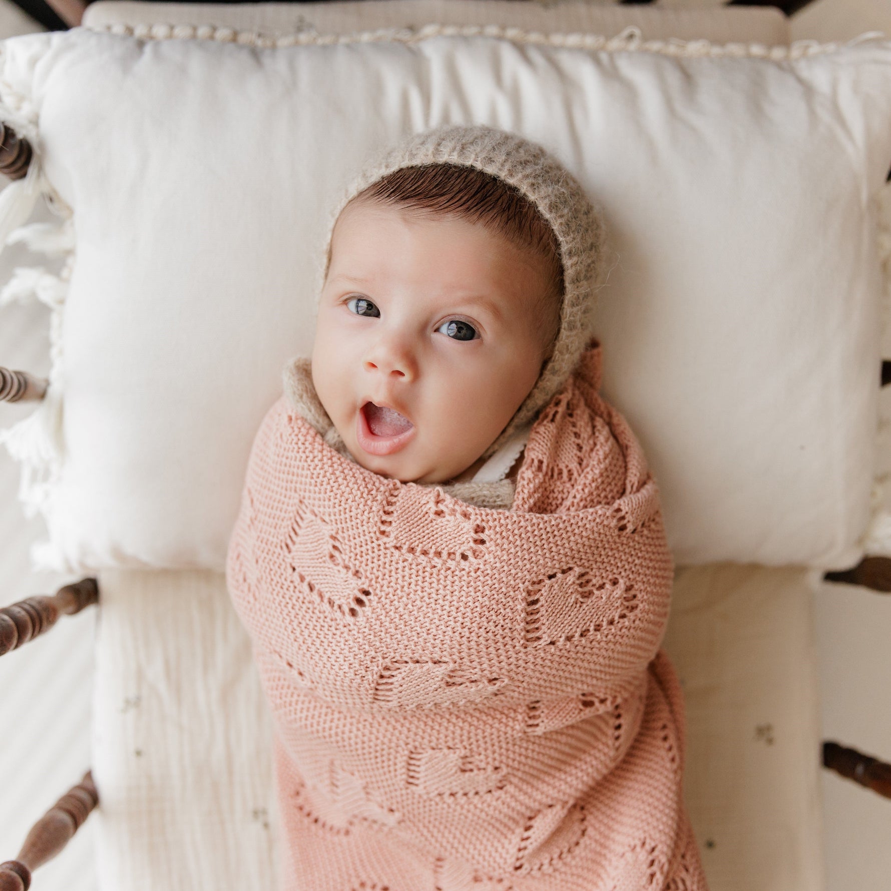 100% Cotton Luxury Knit Heart Swaddle Baby Blanket - By Baano