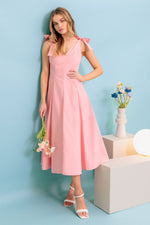 ON THE RIGHT TRACK PEACH WOVEN MIDI DRESS - By Baano