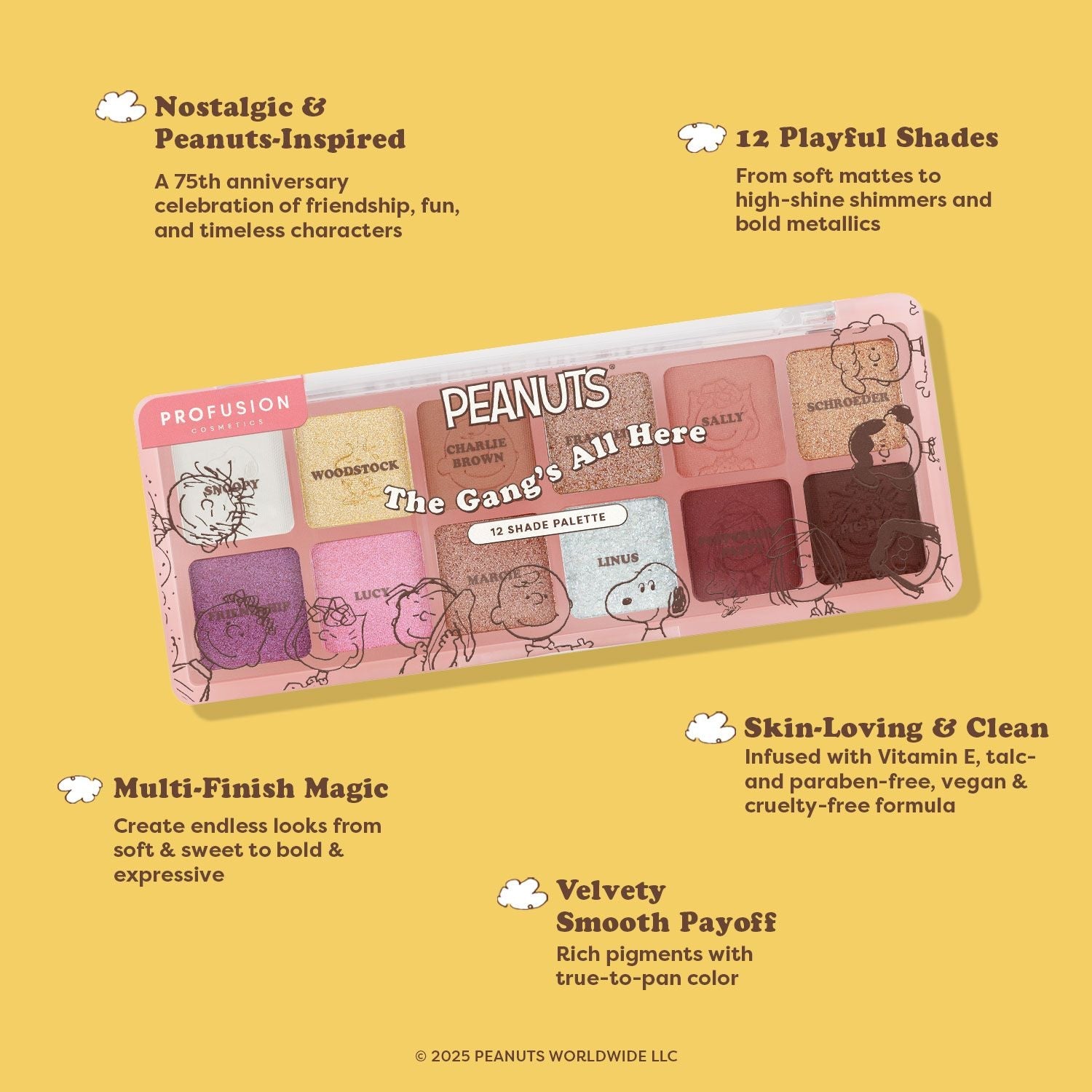Peanuts 75th | The Gang’s All Here 12 Shade Palette