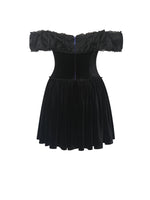 Daisha Black Lace Trimmed Off-Shoulder Ruched Mini Dress Miss Circle