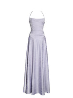 Raegan Taro Purple Jacquard Rouched Maxi Dress