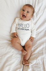 Hello I'm New Here Organic Bodysuit Long Sleeve - By Baano
