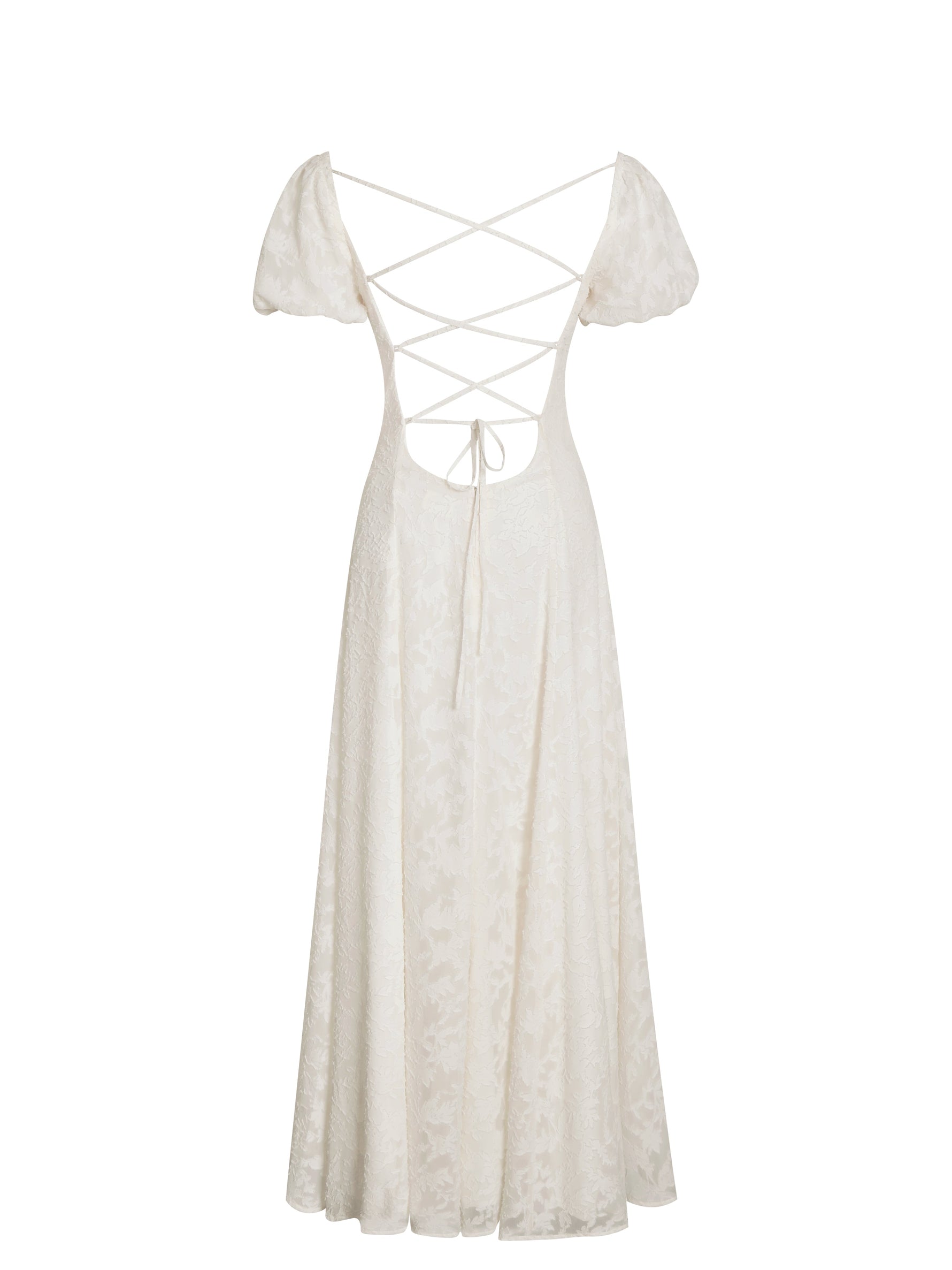 Pandora White Bubble Sleeve Backless Maxi Dress Miss Circle