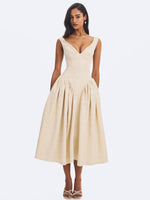 Chelsea Ivory Jacquard Ruched Bust Sweetheart Midi Dress Miss Circle