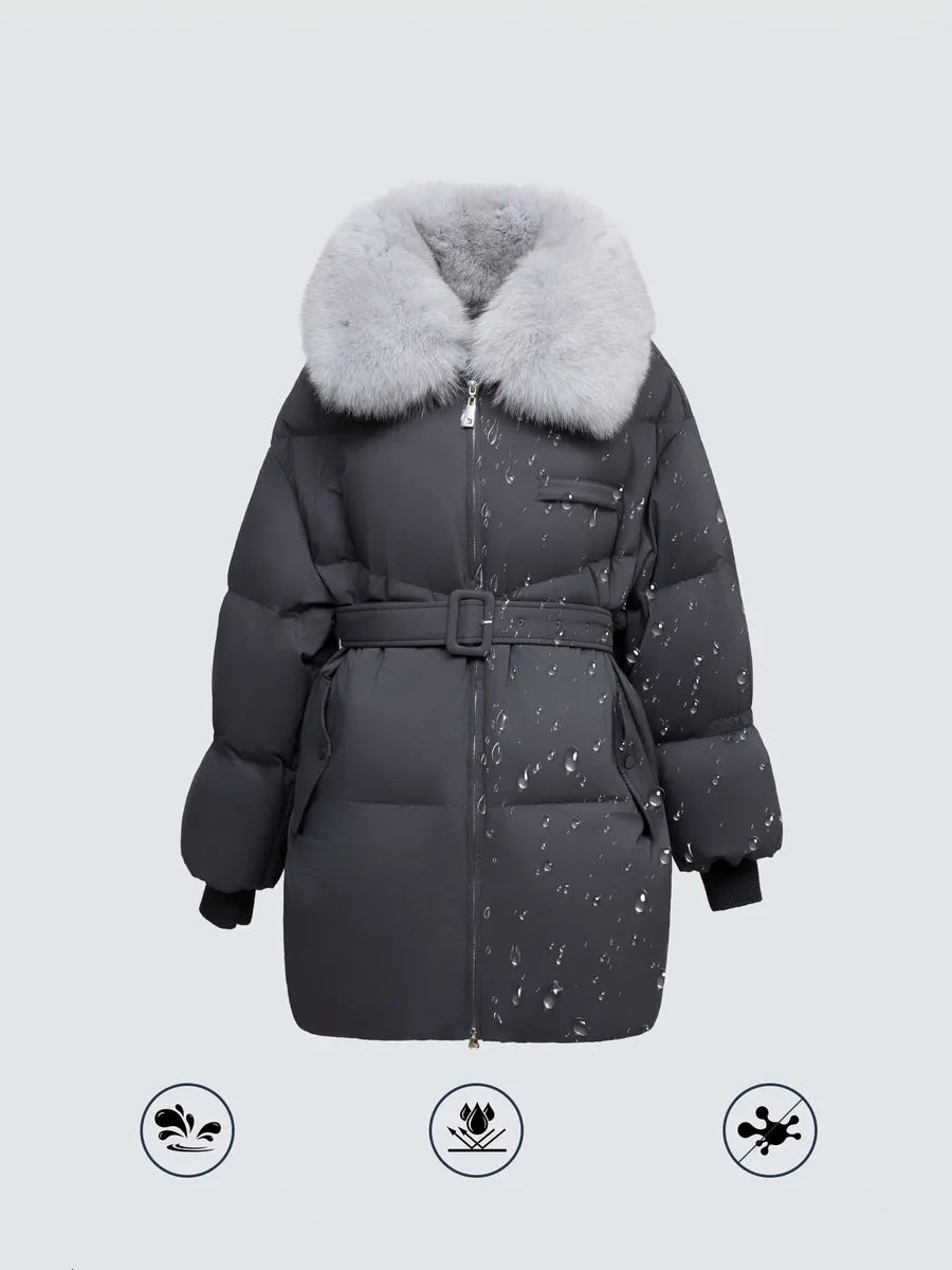 Genuine Blue Fox Down Fill Coat