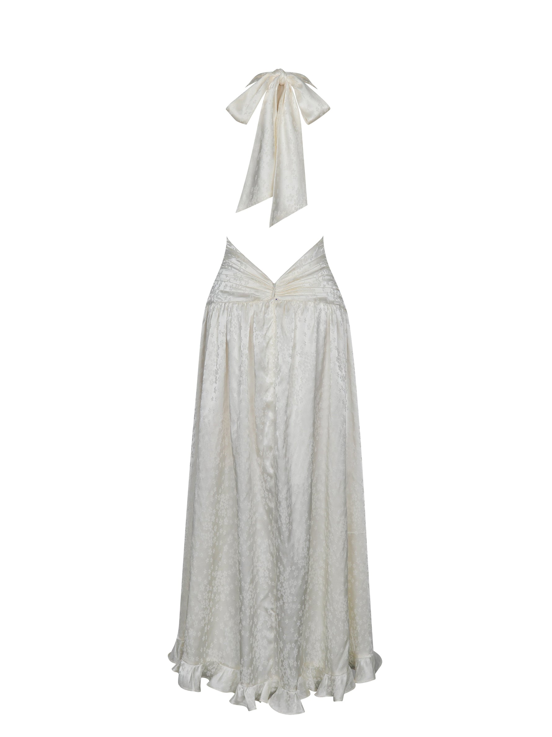 Nalani Floral Ivory Ruffled Halter Maxi Dress