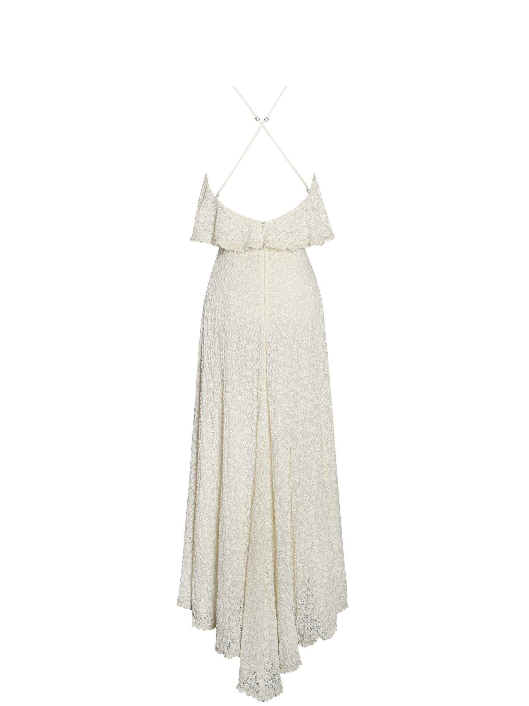 Idra Lace Trim Sleeveless Crochet Midi Trailing Dress