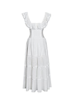 Eden Square Neck Ruffle Trim High Waist Midi Dress