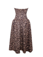 Uchenna Cheetah Print Stretchy Strapless Midi Dress with lace trim Miss Circle