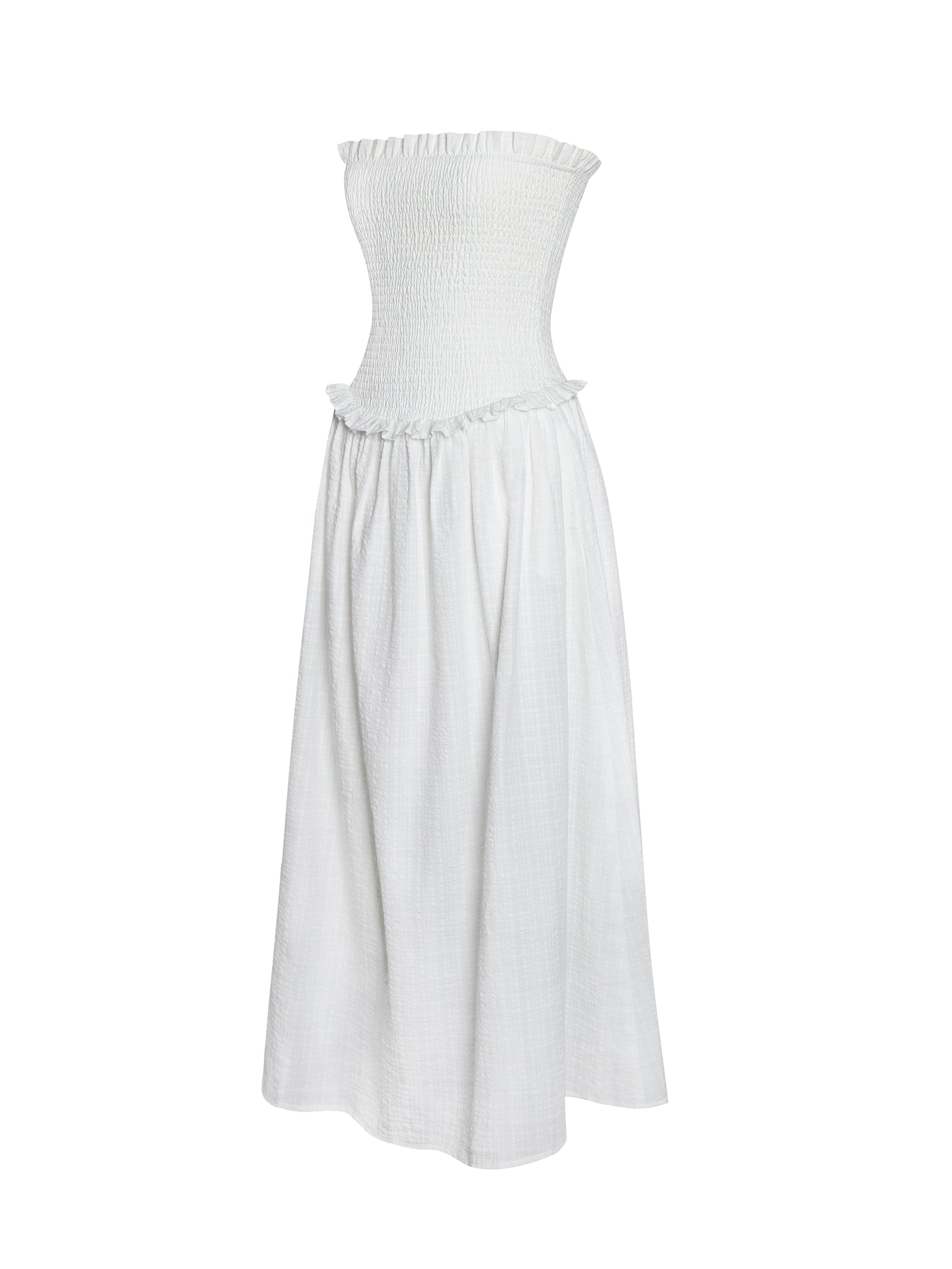 Quadiya Smock Top Strapless Drop Waist Midi Dress