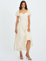 Pandora White Bubble Sleeve Backless Maxi Dress Miss Circle