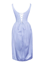 Reina Blue Drop Waist Corset Midi Dress Miss Circle
