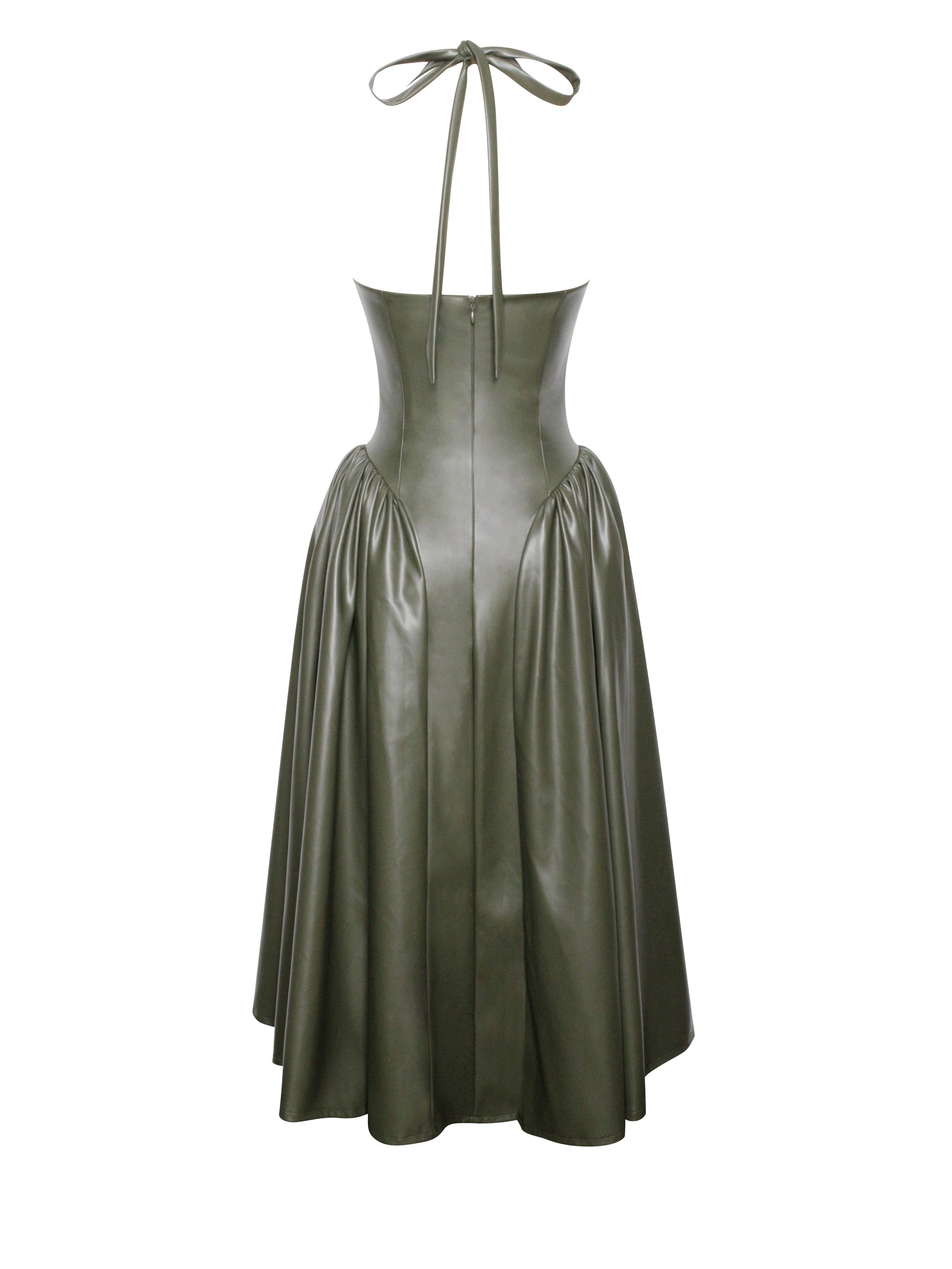 Eliana Olive Vegan Leather Dress Miss Circle