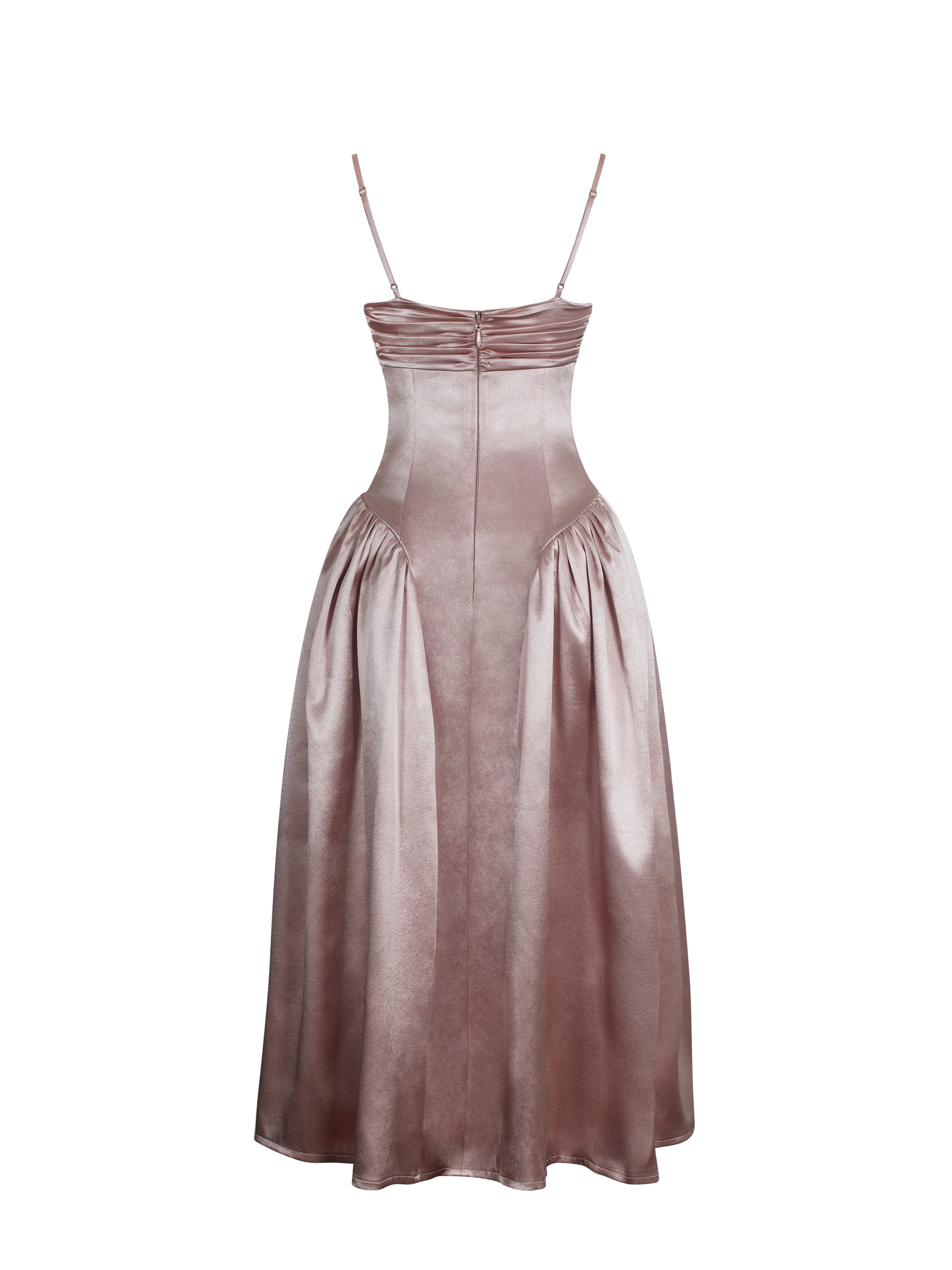 Tullia Dusty Rose Satin Ruched Midi Dress Miss Circle