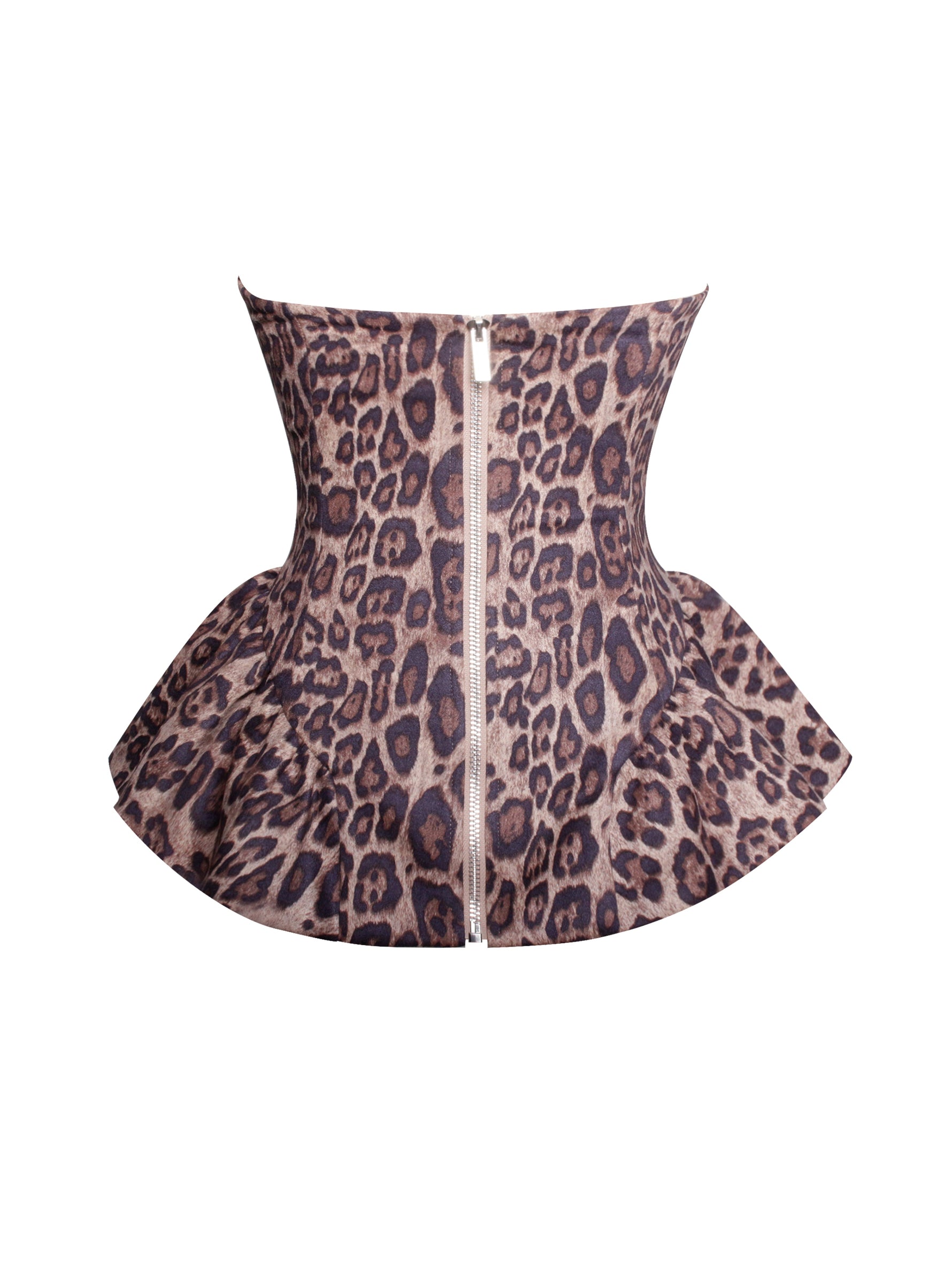 Qiara Cheetah Print Peplum Top with Lace Trim Miss Circle