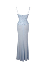 Aurielle Baby Blue Sweetheart Mermaid Peplum Maxi Dress