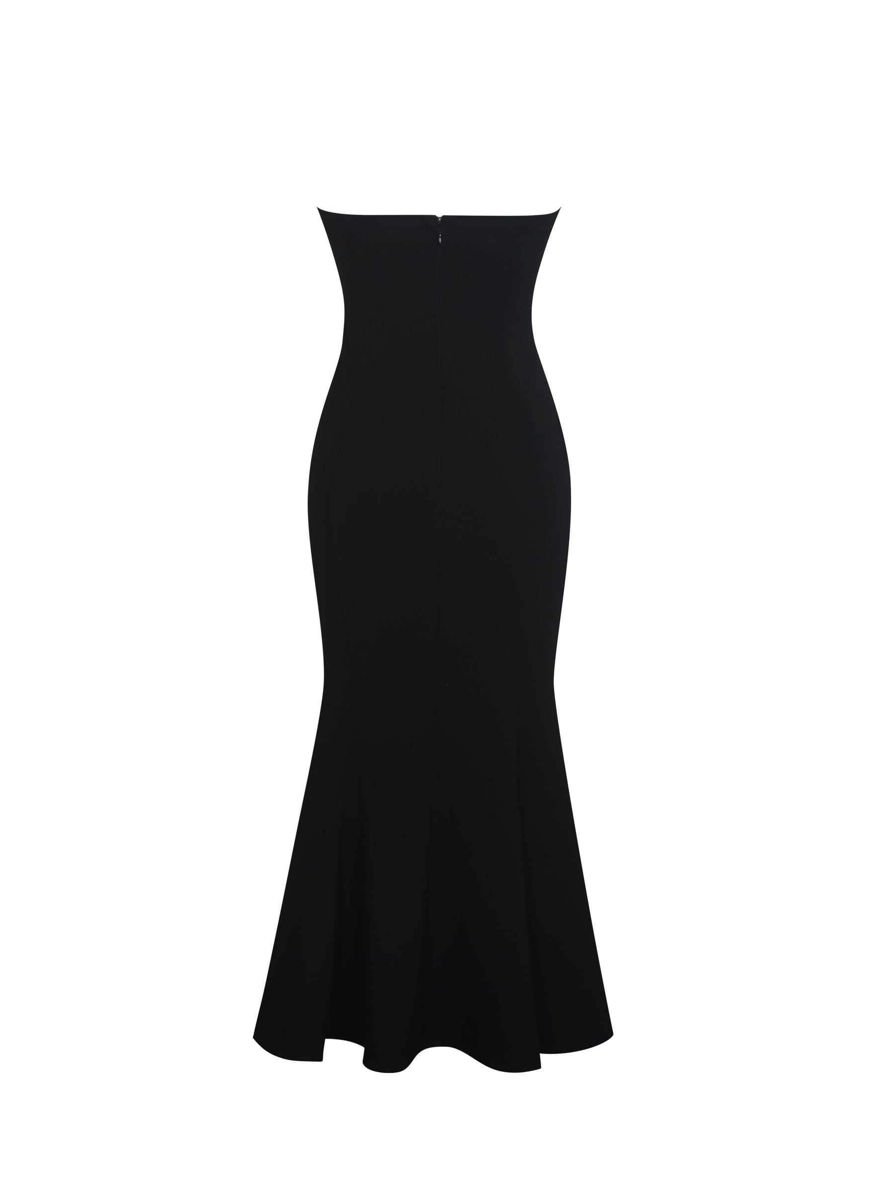 Saige Black Mermaid Midi Dress with Ivory Bow Bustline Miss Circle