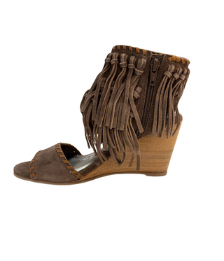 True Fringe Wedge in Taupe Naughty Monkey