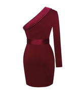 Silver Night Wine Red Sequin Crepe Tuxedo Blazer Dress