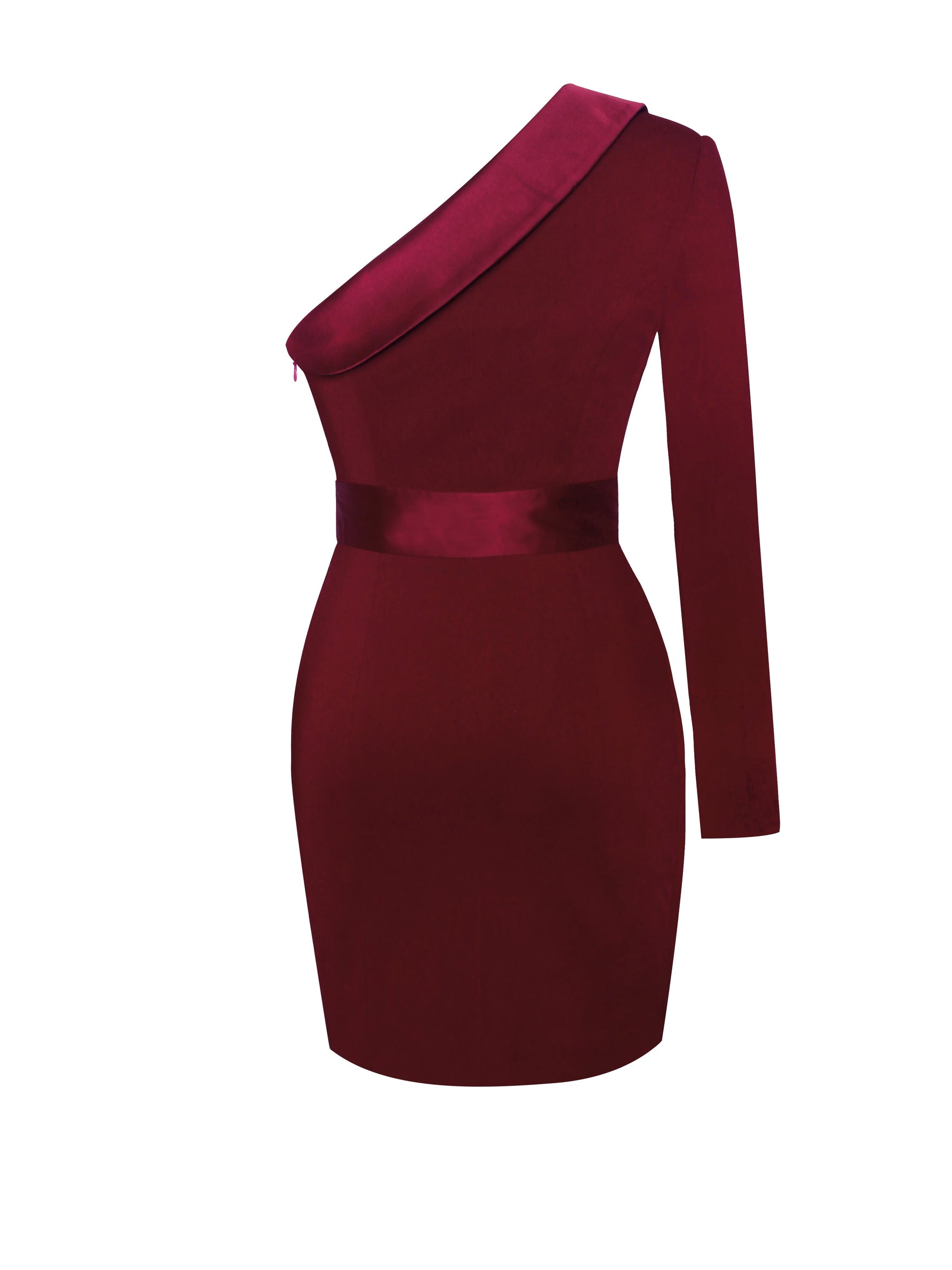 Silver Night Wine Red Sequin Crepe Tuxedo Blazer Dress