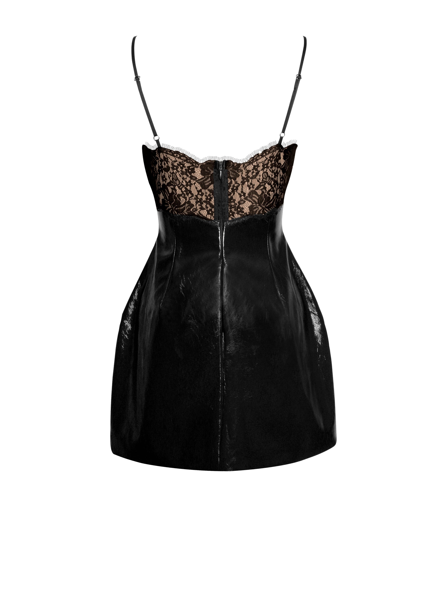 Shelby Black Vegan Leather with Lace Mini Dress Miss Circle