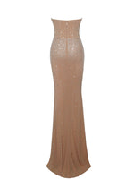 Fatima Nude Crystal Sleeveless Corset Mermaid Maxi Dress Miss Circle
