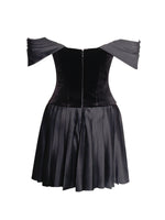 Echo Black Velvet Off-shoulder Pleated Mini Dress Miss Circle