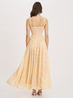 Ulissa Orange Square Neck Jacquard Textured High Slit Maxi Dress Miss Circle