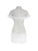 Taylor Ivory Fur Trimmed Beaded Bouclé Mini Dress Miss Circle
