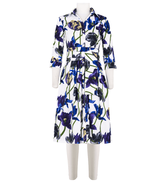 Audrey Dress #1 White Blue Long Dress - By Baano
